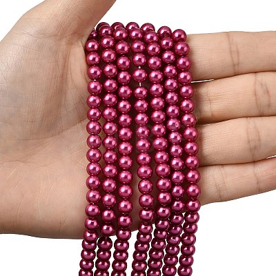 Eco-Friendly Dyed Glass Pearl Round Beads Strands HY-A008-6mm-RB058-1