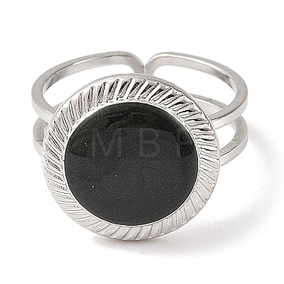 304 Stainless Steel Enamel Open Cuff Rings for Women RJEW-F166-48P-01-1