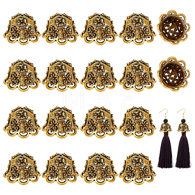 24Pcs Tibetan Style Alloy Bead Caps TIBE-PH0002-63AG-1