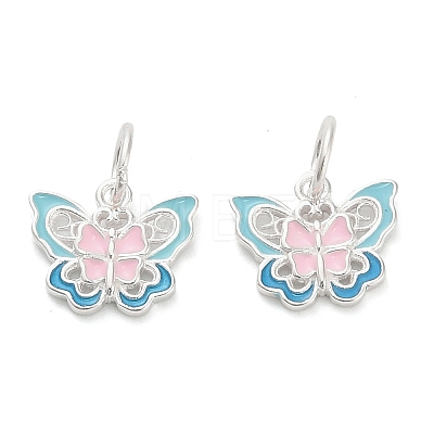 925 Sterling Silver Enamel Pink and Sky Blue Butterfly Charms STER-P071-08S-1