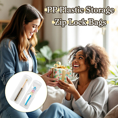 50Pcs Frosted PP Plastic Watchband Storage Resealable Bags ABAG-TADJ0003-01G-1