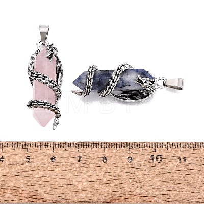 Natural & Synthetic Mixed Stone Double Terminal Pointed Pendants GG-N001-02AS-1