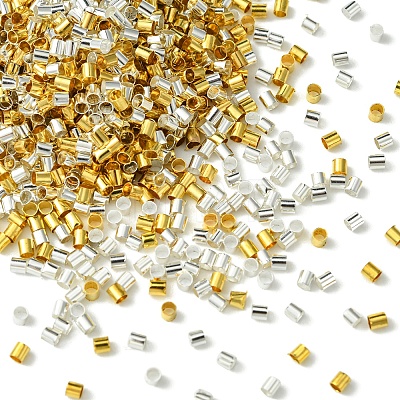 1200Pcs 2 Colors Brass Crimp Beads KK-FS0001-37-1