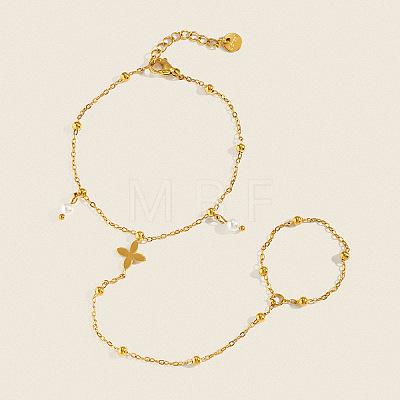 Saint Patrick's Day 304 Stainless Steel Four-Leaf Clover Slave Bracelets XA8249-1