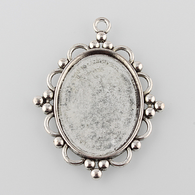 Tibetan Style Pendant Cabochon Settings LS-TIBEP-K020-28AS-1