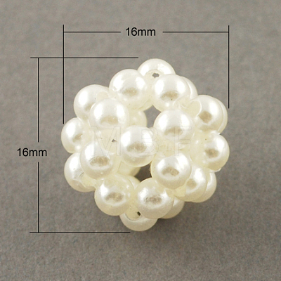 Handmade ABS Plastic Imitation Pearl Woven Beads WOVE-R030-1