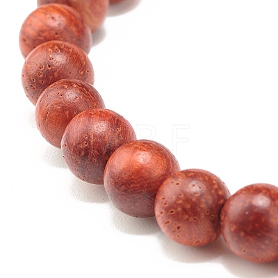 Natural Wood Round Beads Stretch Bracelet BJEW-JB07129-1