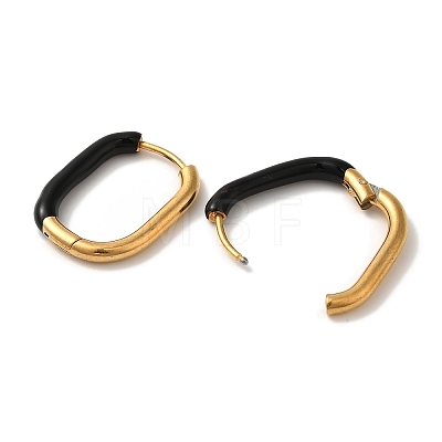 304 Stainless Steel & Enamel Hoop Earrings for Women EJEW-S237-14G-B-1