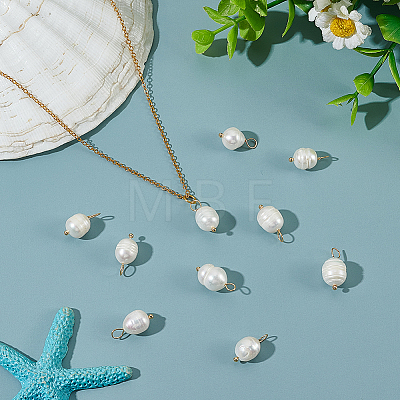 10Pcs Natural Cultured Freshwater Pearl Pendants FIND-LP0001-54-1
