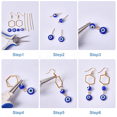 DIY Evil Eye Earring Making Kits DIY-SC0013-23G-1
