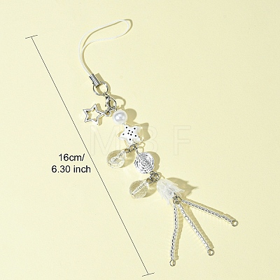 Glass & Alloy & Acrylic Mobile Straps HJEW-FS00002-1