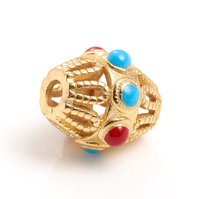 Matte Gold Color Brass Hollow Beads KK-L155-08A-1