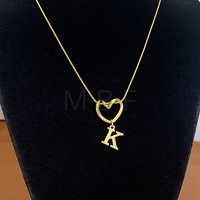 304 Stainless Steel Heart with Initial Pendant Necklaces for Women FS-WG4DC9E-11-1