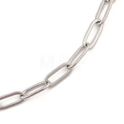 Non-Tarnish 304 Stainless Steel Paperclip Chain Necklace for Women NJEW-C011-03P-01-1