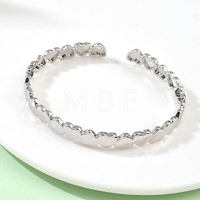 Heart Brass Cuff Bangles for Women BJEW-C144-01B-P-1