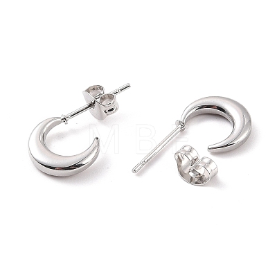 304 Stainless Steel Crescent Moon Stud Earrings for Women EJEW-F280-05A-P-1