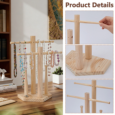 Baseball Wooden Jewelry Ring Display Tower Stands ODIS-WH0086-223B-1