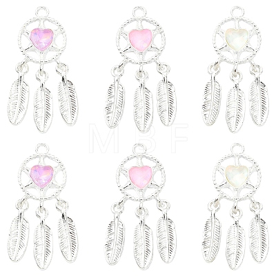 6Pcs 3 Colors Rack Plating Alloy Rhinestones Pendants FIND-YW0011-72-1