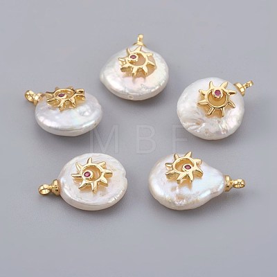 Natural Cultured Freshwater Pearl Pendants PEAR-F008-16G-1