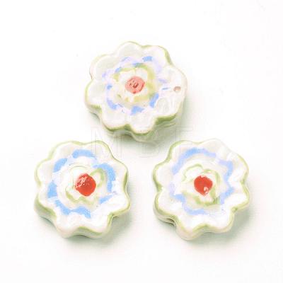 Handmade Porcelain Flower Beads Strands PORC-G006-14C-1