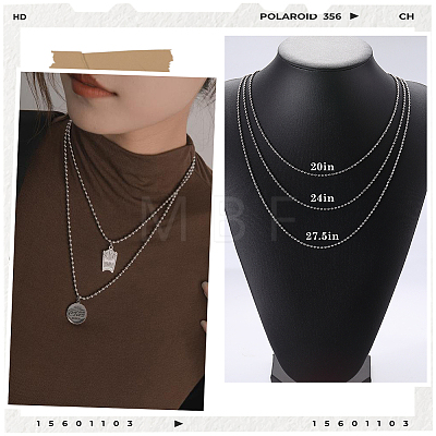 24Pcs 304 Stainless Steel Ball Chain Necklace Making NJEW-BBC0001-10B-1