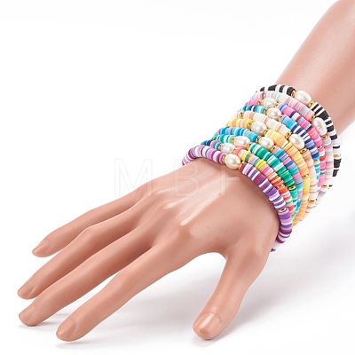 Polymer Clay Heishi Beads Stretch Bracelets Sets BJEW-JB06176-1
