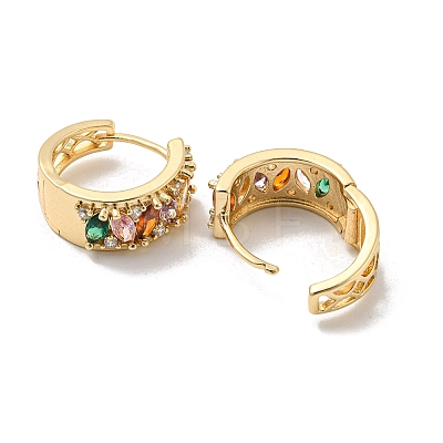 Brass Micro Pave Colorful Cubic Zirconia Hoop Earrings EJEW-E295-24KCG-1
