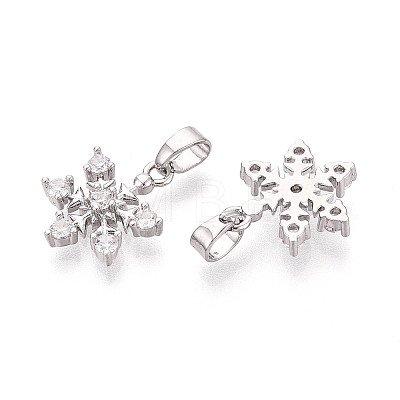 Brass Micro Pave Clear Cubic Zirconia Charms KK-N259-16P-1