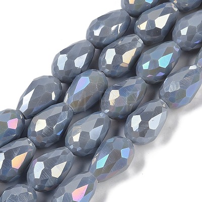 Opaque Solid Color Electroplate Glass Beads Strands EGLA-N013-P10mm-B05-1