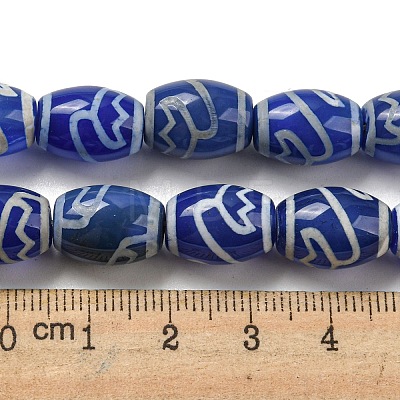 Blue Tibetan Style dZi Beads Strands TDZI-NH0001-C02-01-1