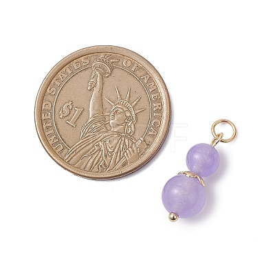 3Pcs 3 Styles Natural Dyed Malaysia Jade & Amethyst Round Beaded Pendants PALLOY-JF04701-08-1