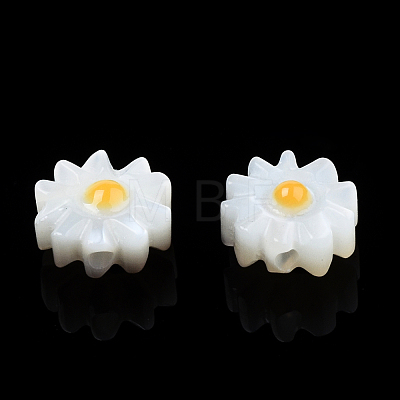Natural White Shell Enamel Beads SSHEL-N034-124B-01-1