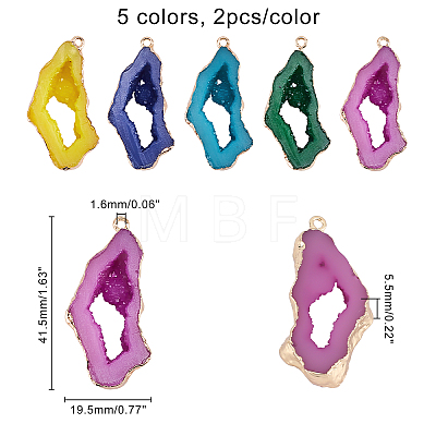 SUPERFINDINGS 5 Colors Druzy Resin Pendants RESI-FH0001-24-1