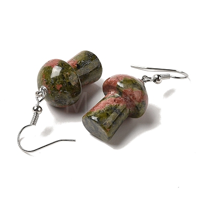 Natural & Synthetic Mixed Gemstone Mushroom Dangle Earrings EJEW-E296-05P-B-1