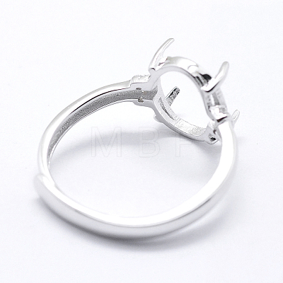 Rhodium Plated 925 Sterling Silver Finger Ring Components STER-G027-05P-1