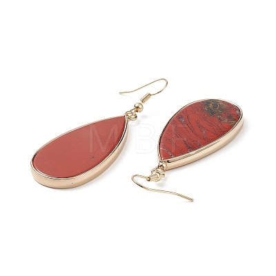 Natural Red Jasper Teardrop Dangle Earrings EJEW-G331-01G-04-1