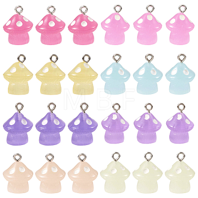 32Pcs 8 Colors Luminous Opaque Resin Pendants RESI-TA0002-12-1