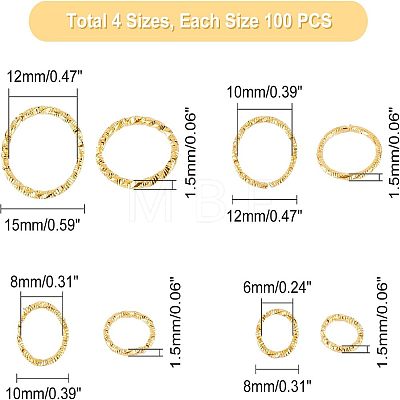 Unicraftale 400Pcs 4 Style Iron Jump Rings IFIN-UN0001-05-1