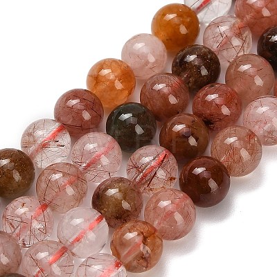 Natural Red Rutilated Quartz Beads Strands G-G300-A02-6mm-1