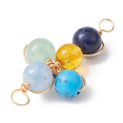 Mixed Gemstone Connector Charms PALLOY-JF02224-02-1