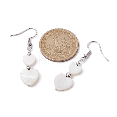 Natural Shell Heart Dangle Earrings EJEW-JE05583-02-1