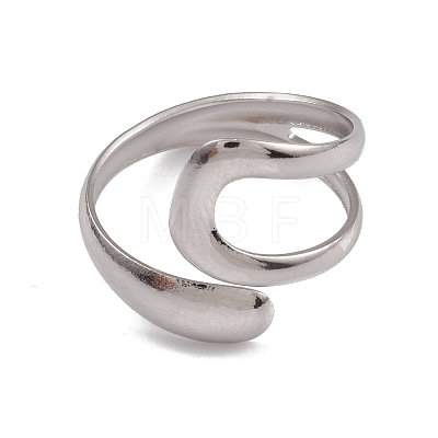 304 Stainless Steel Wire Knot Open Cuff Rings for Women RJEW-G285-34P-1
