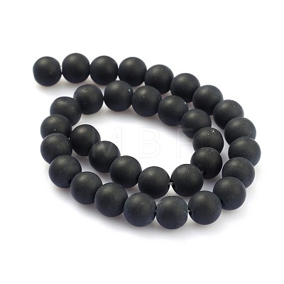 Frosted Glass Round Bead Strands GLAA-J064-10mm-02-1