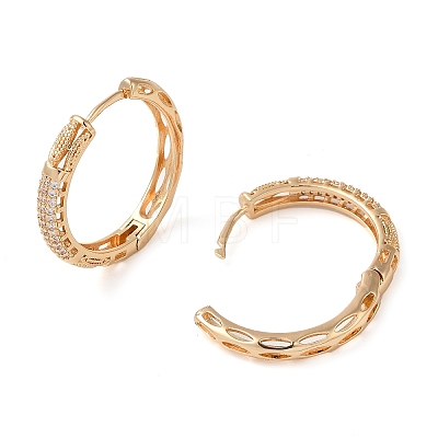 Brass Cubic Zirconia Hoop Earrings for Women EJEW-M238-11KCG-1