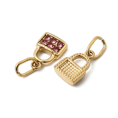 12Pcs 304 Stainless Steel Micro Pave Cubic Zirconia Charms STAS-B133-03G-1