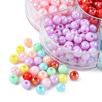 490Pcs 7 Style Opaque Acrylic Beads MACR-YW0002-04-1