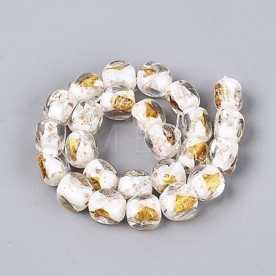 Handmade Gold & Silver Foil Glass Beads FOIL-Q003-01J-1