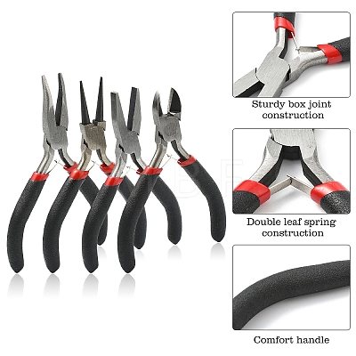 4Pcs 4 Styles Carbon Steel Flat Nose Pliers for Jewelry Making Supplies TOOL-YW0001-80-1