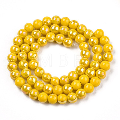 Electroplate Opaque Glass Beads Strands GLAA-T032-P6mm-AB08-1