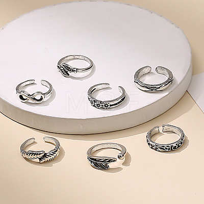 7Pcs Tibetan Style Alloy Cuff Toe Rings Sets WG87053-04-1